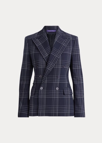 Chaquetas Ralph Lauren Mujer Azul Marino / Creme - Elias Plaid Wool - BRAPU1526